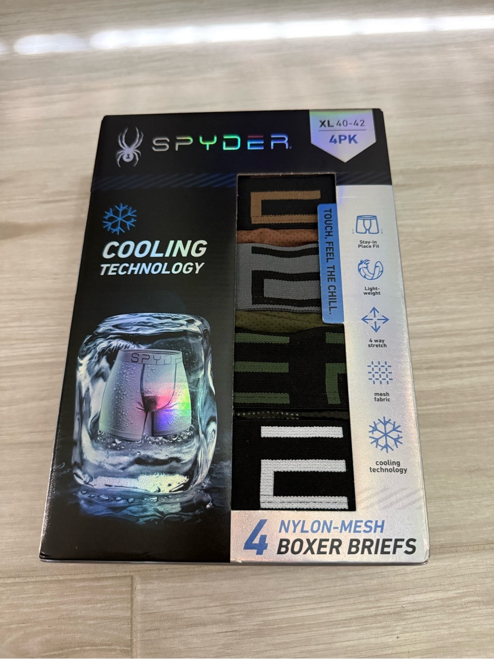 NWT Spyder Men’s Cooling Nylon-Mesh Boxer Briefs - 4-Pack - XL